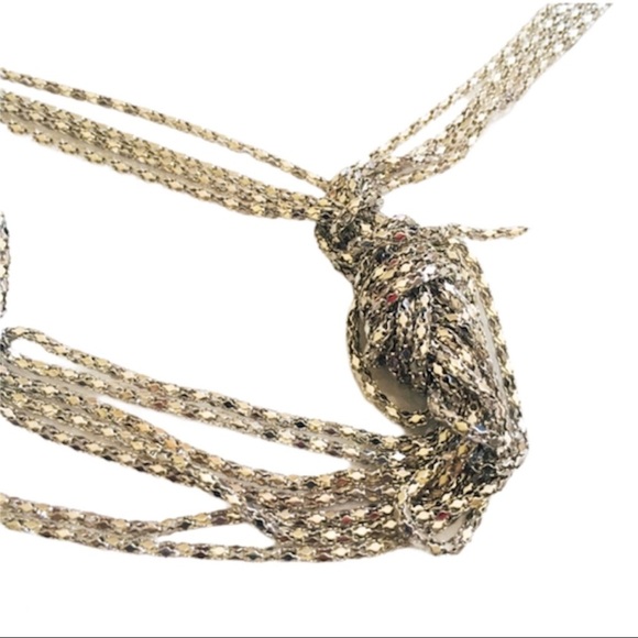 Jewelry - Silver Tone Knotted Chain Multilayer Geometric Boho Statement Necklace OS